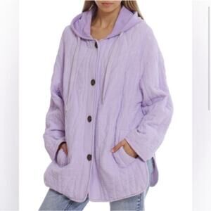 Anthropologie Avec Les Filles Purple Quilted Anorak Oversized Boho Coat Size XS